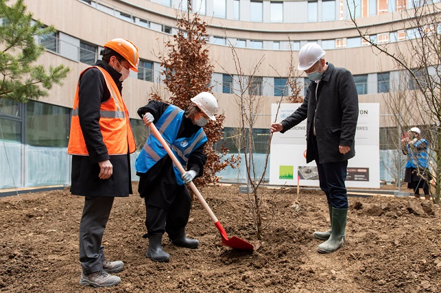 IARC Director Dr Elisabete Weiderpass plants a tree at the Nouveau Centre building - image 2